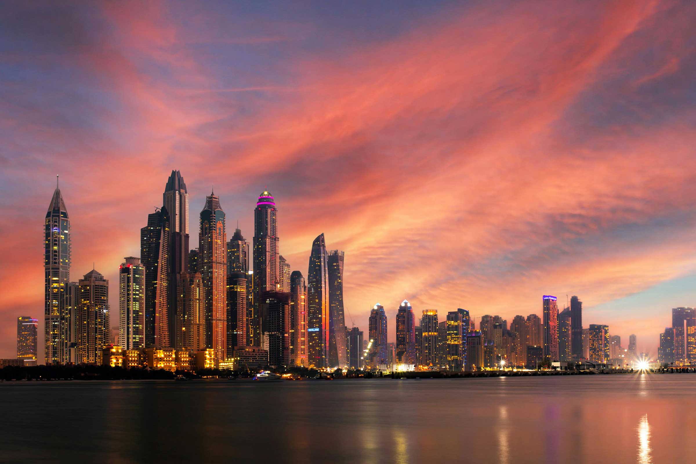 Dubai skyline at night - taken by Aleksandar Pasaric