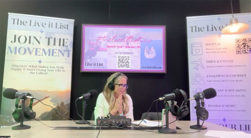 Nicole Middendorf recording a podcast in the Content Creator Studio